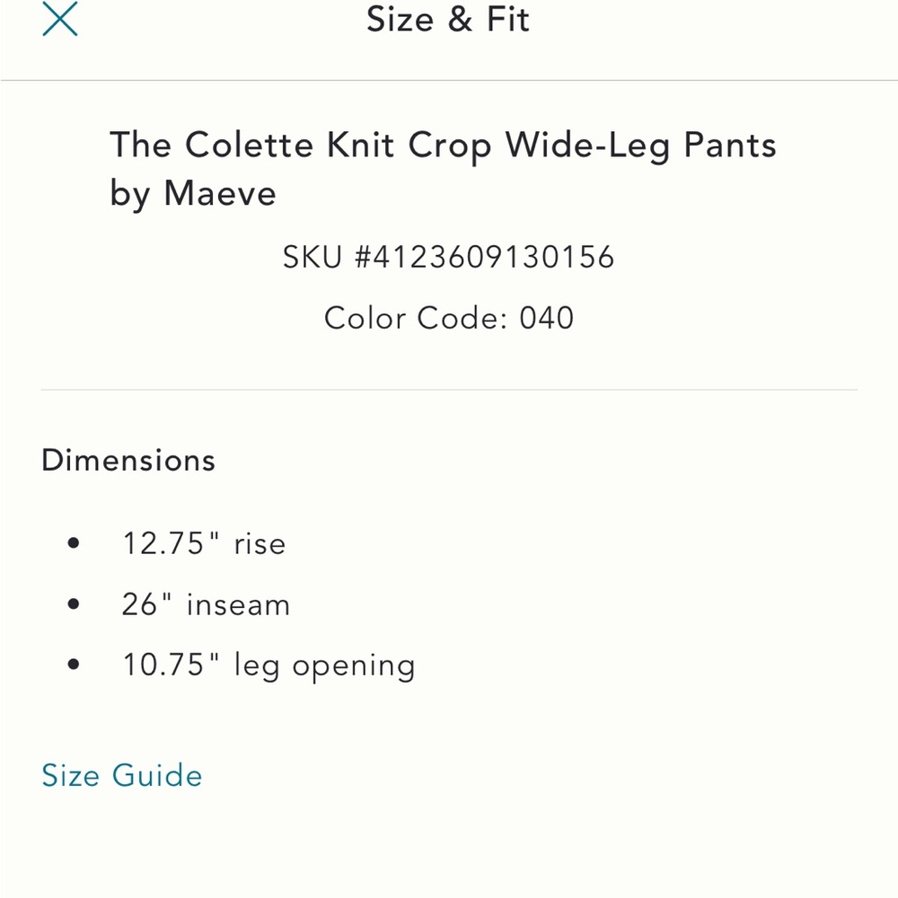 Maeve Colette Knit Crop Wide-Leg Pants-size 23
Brand New with Tags - Picture 6 of 9